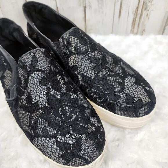 Mossimo Floral Lace Fashion Sneakers Black Size 10 - Picture 4 of 11